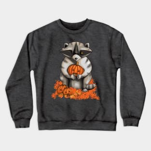 Raccoon with pumpkin Crewneck Sweatshirt